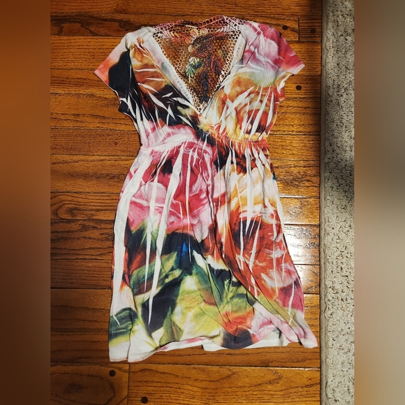Rue21 Dresses & Skirts - Rue21 Multicolor Floral Tie-Dye V-Neck Mini Dress